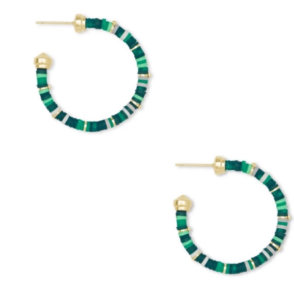 Kendra Scott Green and Gold Beaded Earrings
